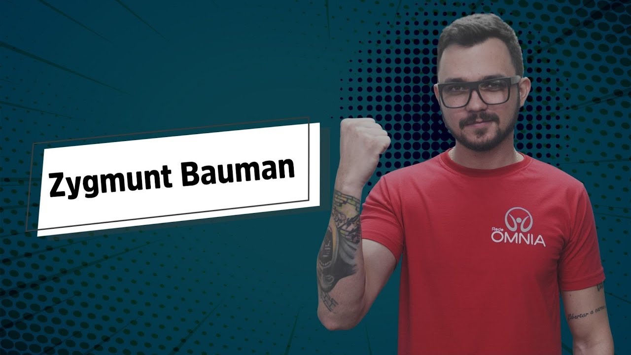 Professor ao lado do texto"Zygmunt Bauman".