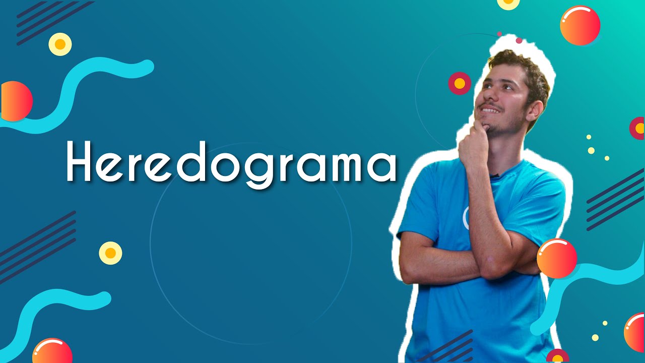 "Heredograma" escrito sobre fundo azul ao lado da imagem do professor