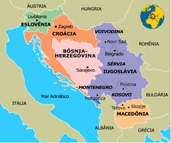 Mapa da extinta Iugoslávia