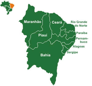 Os estados que compõem o Nordeste do Brasil