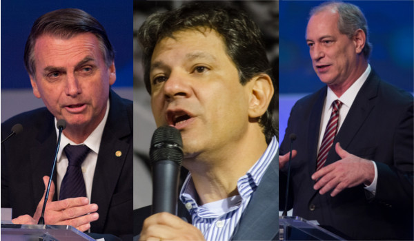 Bolsonaro, Haddad e Ciro lideram as últimas pesquisas para presidente