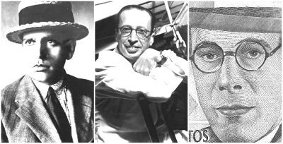 Oswald de Andrade, Manuel Bandeira e Mário de Andrade: Representantes da primeira fase modernista.
