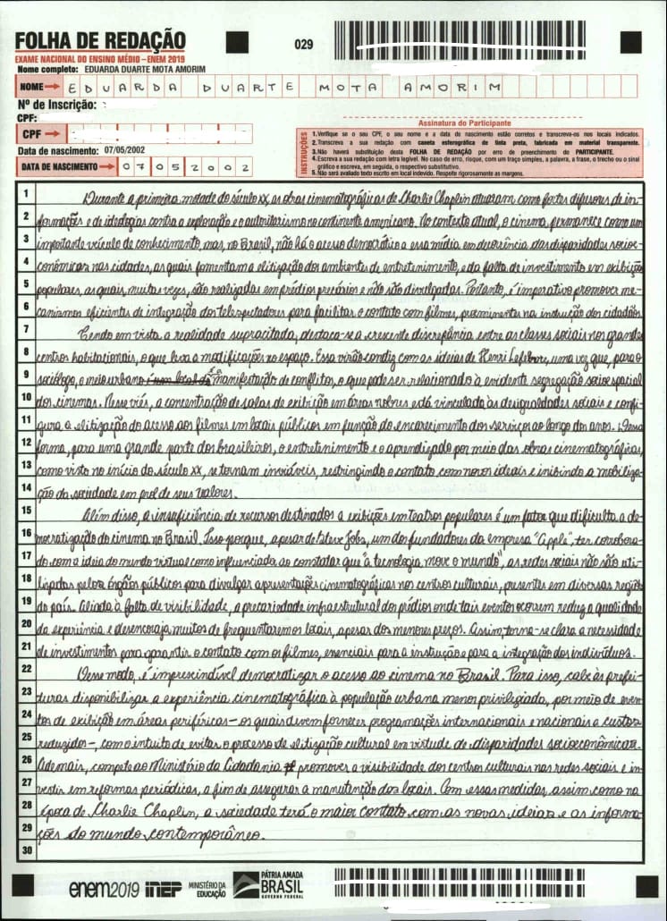 Foi com essa nota que entrei na UF, 2019(estudei somente redação) : r/enem