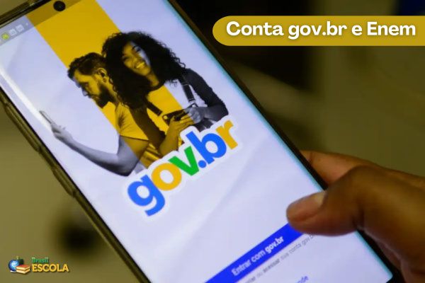 Tela do celular mostra portal gov.br. Texto Conta gov.br e Enem