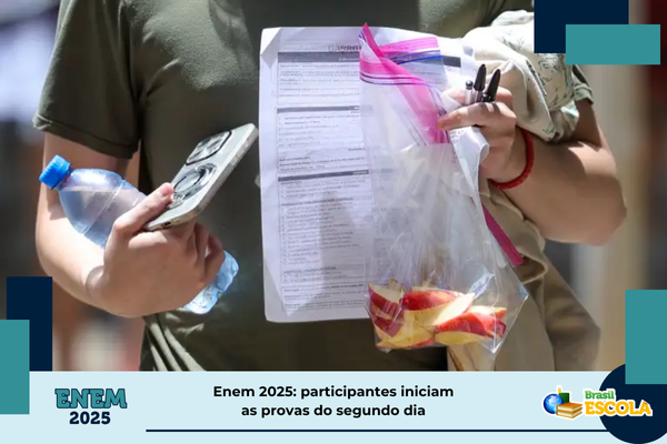 Estuvante com materiais necessário para o Enem. Texto: título da notícia.