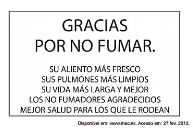 Anúncio publicitário em espanhol sobre consumo de cigarro em enunciado de questão do Enem