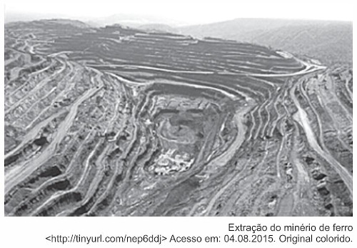 Área em que ocorre extração do minério ferro.