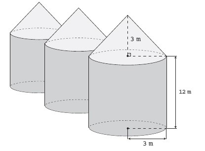 Ilustração de três silos.