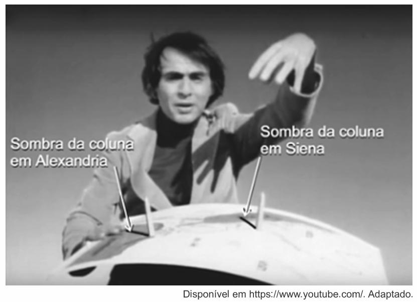 Print do vídeo do astrônomo Carl Sagan em seu programa Cosmos em uma questão da Fuvest sobre zonas climáticas da Terra.