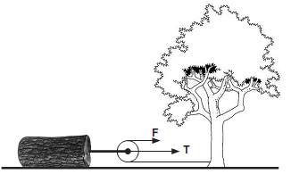 Ilustração da montagem 2 de uma roldana em uma questão da PUC sobre roldanas ou polias.
