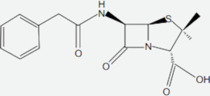 Fórmula estrutural da penicilina em exercício da Famerp sobre classificação de carbono.