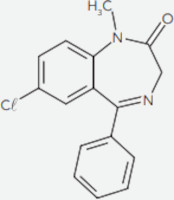 Fórmula estrutural do diazepam em exercício da USS sobre classificação de carbono.