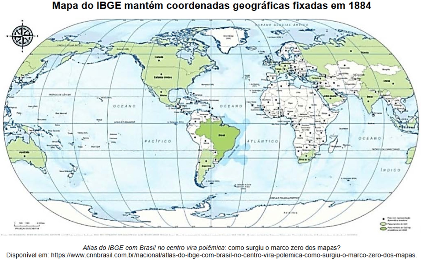Mapa do IBGE com as coordenadas geográficas de 1984 em exercício da UFSC sobre cartografia.