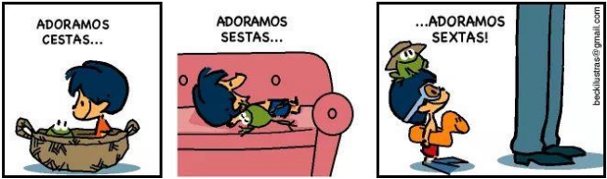 Tirinnha do Armandinho em questão da UENP sobre palavras homônimas, homógrafas e homófonas.
