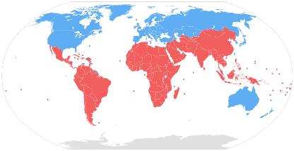 Mapa da divisão mundial Organização mundial dos países