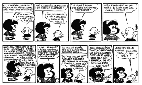 Apesar de seus cinquenta anos, Mafalda continua atual, refletindo com coerência problemas antigos de nossa sociedade