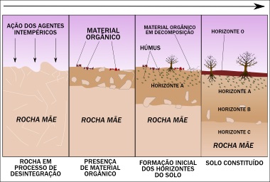 Formação dos solos Esquema simplificado de formação dos solos