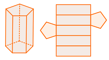 Planificação mais usual de prisma de base pentagonal