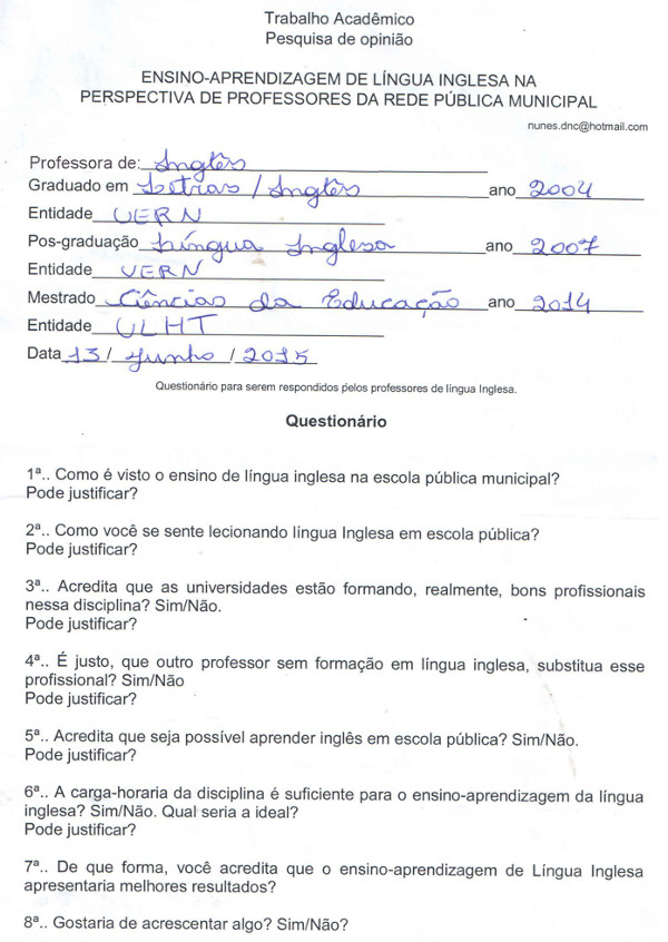 A Atividade do Professor de Inglês na Escola Pública: a