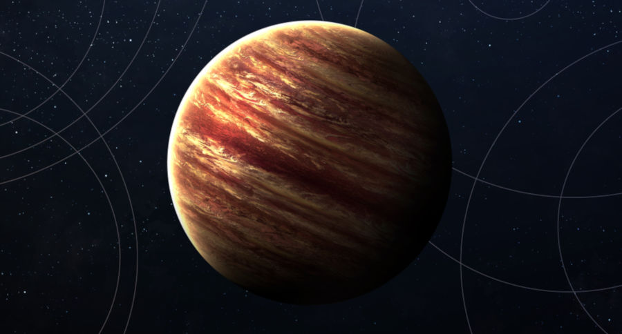 Planeta Júpiter, um dos planetas gasosos do Sistema Solar.