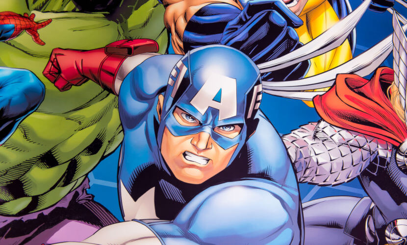 Ilustração do Capitão América, personagem das histórias em quadrinhos.