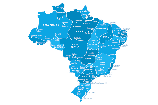 Mapa do Brasil com os estados brasileiros
