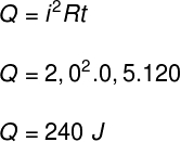        No cálculo acima, foi necessário que transformar o intervalo de tempo, dado em minutos, em segundos. Desse modo, foi possível que calcular a quantidade da calor dissipado, igual a 240 J.