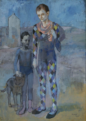 Quadro dois acrobatas e um cão (1905), exposto no museu MoMA. 