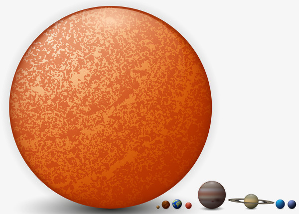 Ilustração do sol e os planetas.