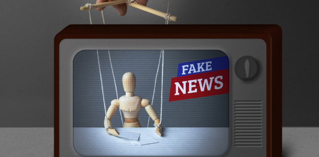 marionete em TV como âncora de jornal