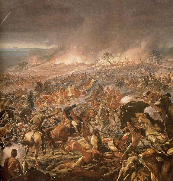 “Batalha do Avaí”, pintura de Pedro Américo que retrata soldados lutando na Guerra do Paraguai, no século XIX.
