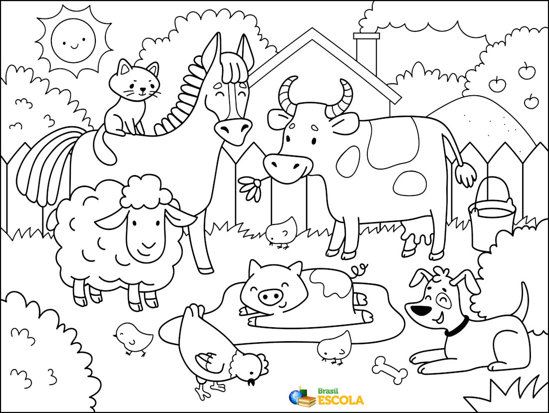 desenho para colorir animais da fazenda