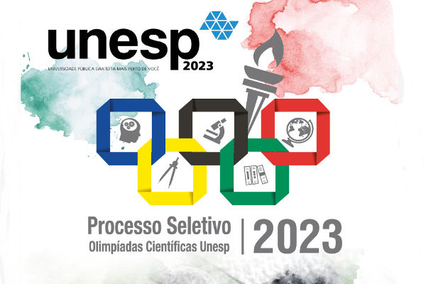 Imagem de campanha do Processo Seletivo Olimpíadas Científicas 2023 da Unesp