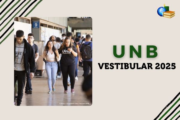 Campus da UnB ao lado do texto UnB Vestibular 2025