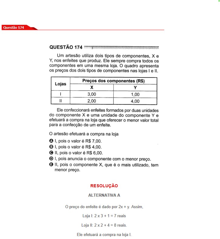 Questão 174 prova cinza Enem 2024