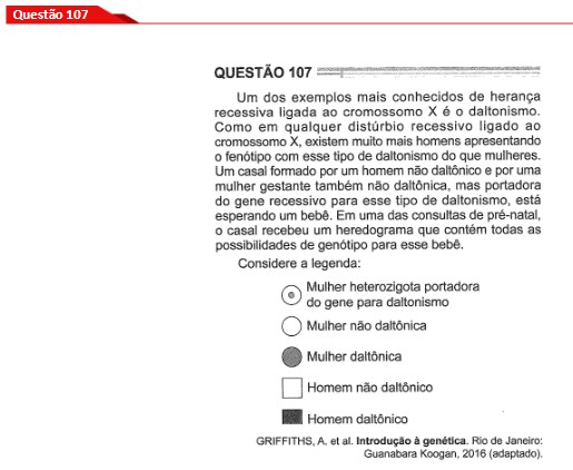 Questão 107 prova cinza Enem 2024