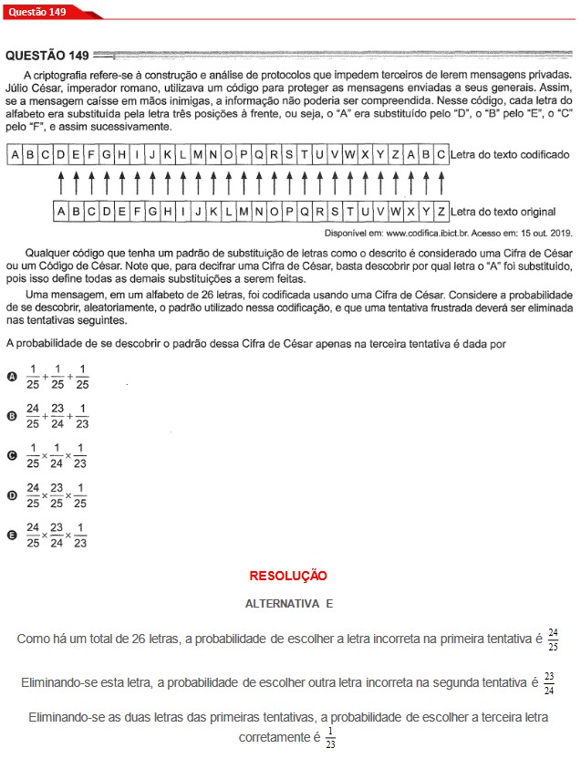 Questão 149 prova cinza Enem 2024