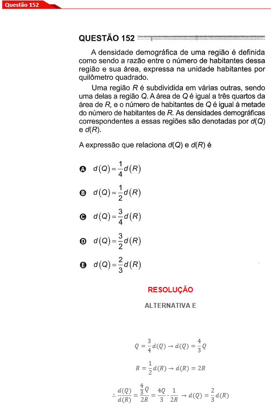 Questão 152 prova cinza Enem 2024