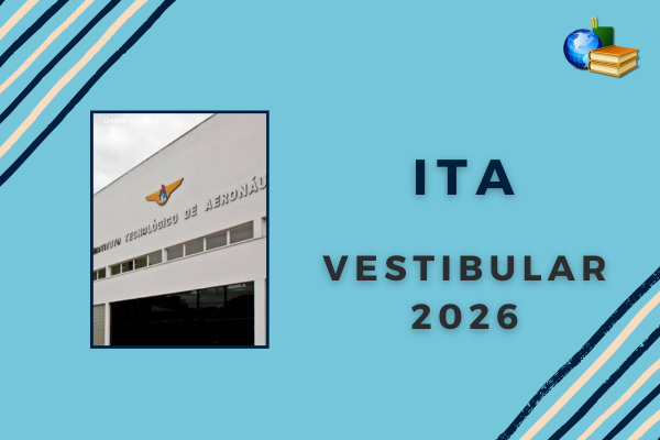 Fundo azul e branco, listras branco e preto, foto de auditório da Fatec Texto Fatec Vestibular 2025/2