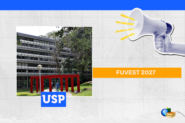 Campus da USP. Texto: USP Fuvest 2027